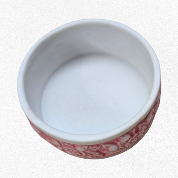 70s Vintage Bisque Rose Porcelain Matte Deadstock Bell Jewelry Dish Trinket Set - Picture 6 of 13